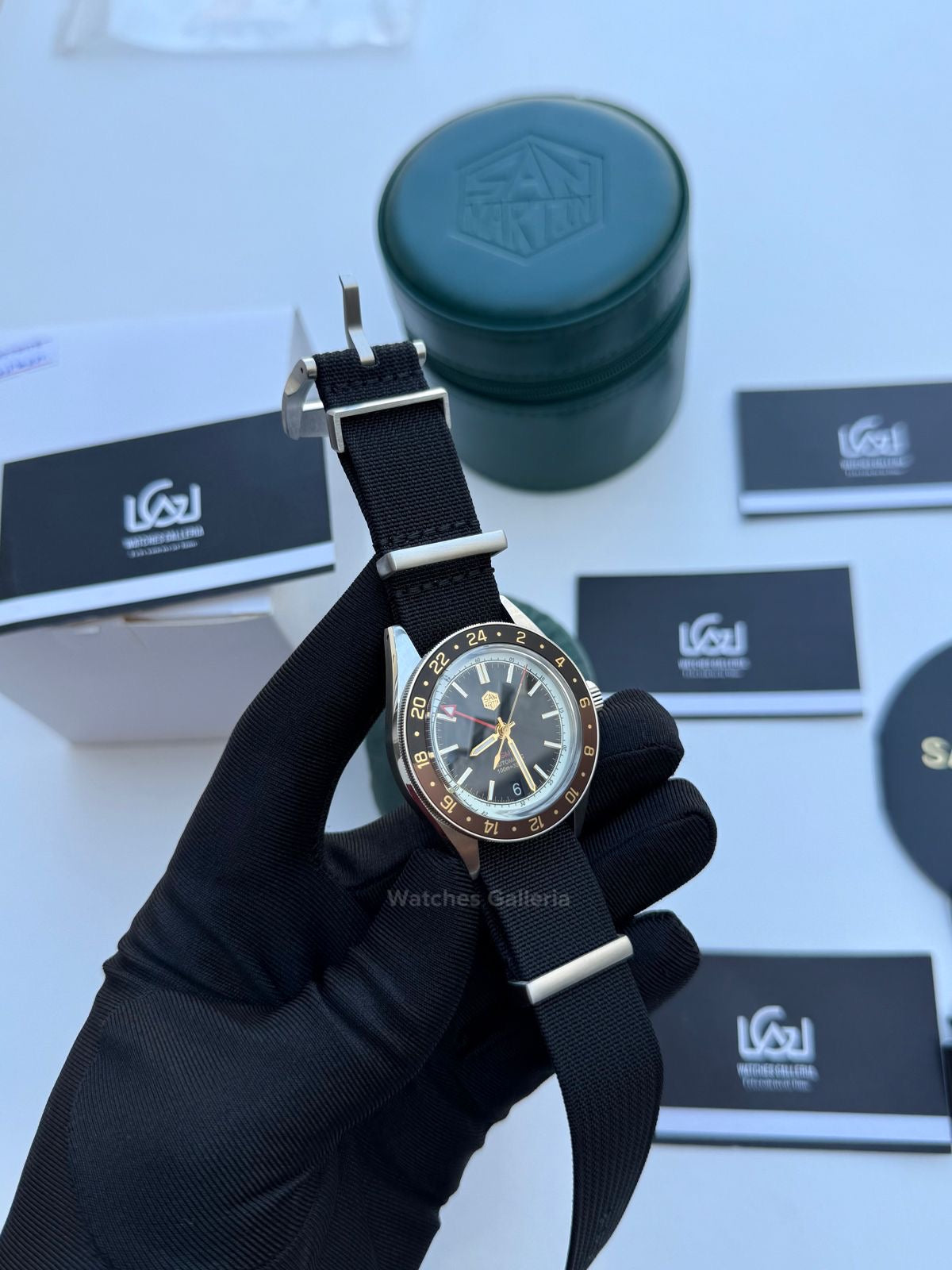San Martin GMT RootBeer Automatic (Black Nato Straps) SN0116 Watches Galleria
