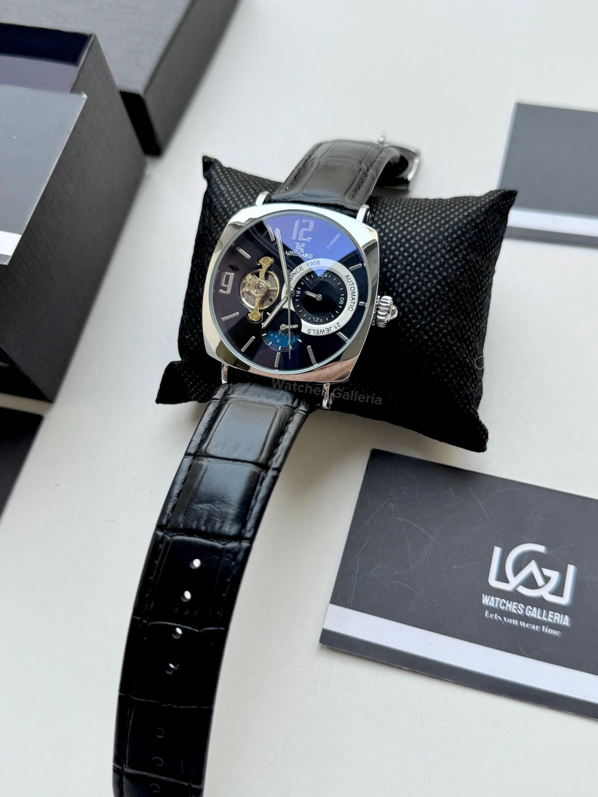 Aokulasic Watch AOKU0001 Moonphase Flywheel (Black Silver) Aokulasic Watch in Pakistan