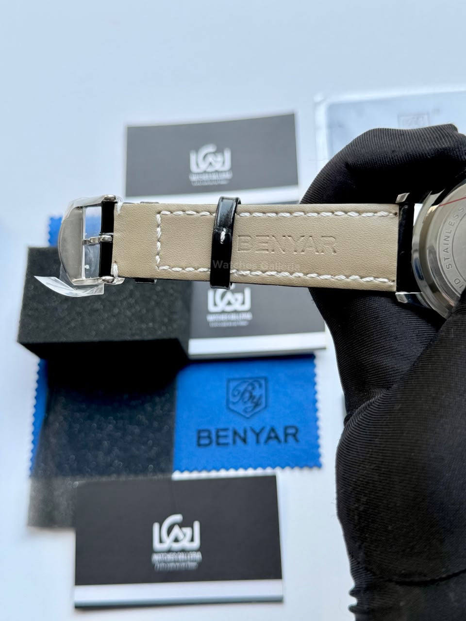 Benyar BY5213 Black Men’s Luxury Quartz Leather Strap Watch – Waterproof Stainless Steel Analog Wrist Watch with Luminous Hands | Original Benyar Pakistan | Watches Galleria