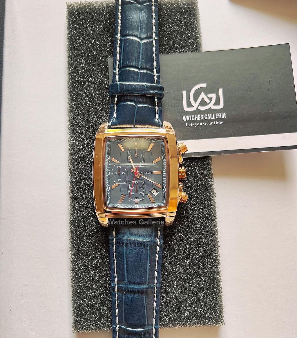 Megir Square Chronograph (Blue Gold) ML2028