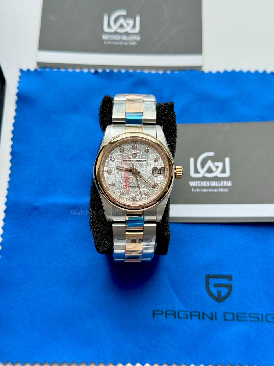 Pagani Design PD1794L Ladies Oyster Perpetual Date Two tone Dial Watch in Pakistan – 31mm Elegant Stainless Steel Quartz Luxury Watch