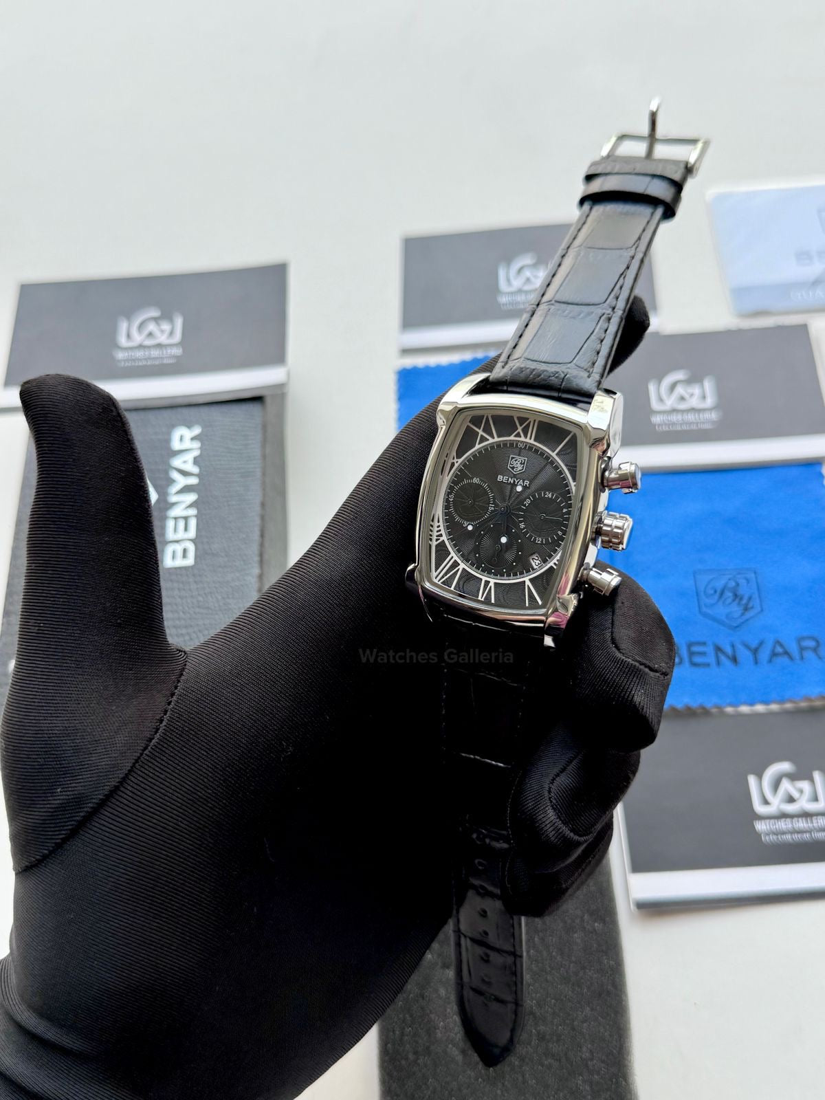 Benyar BY5113 Square Chronograph (Black/Silver) Benyar Watch Pakistan