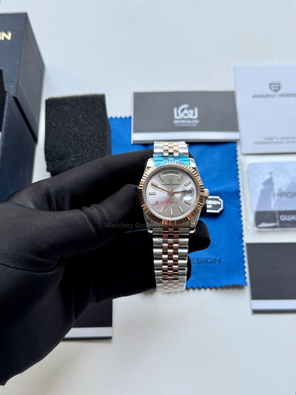 Pagani Design PD1752 Date Day Automatic (Two Tone Silver) New Release Pagani Design in Pakistan