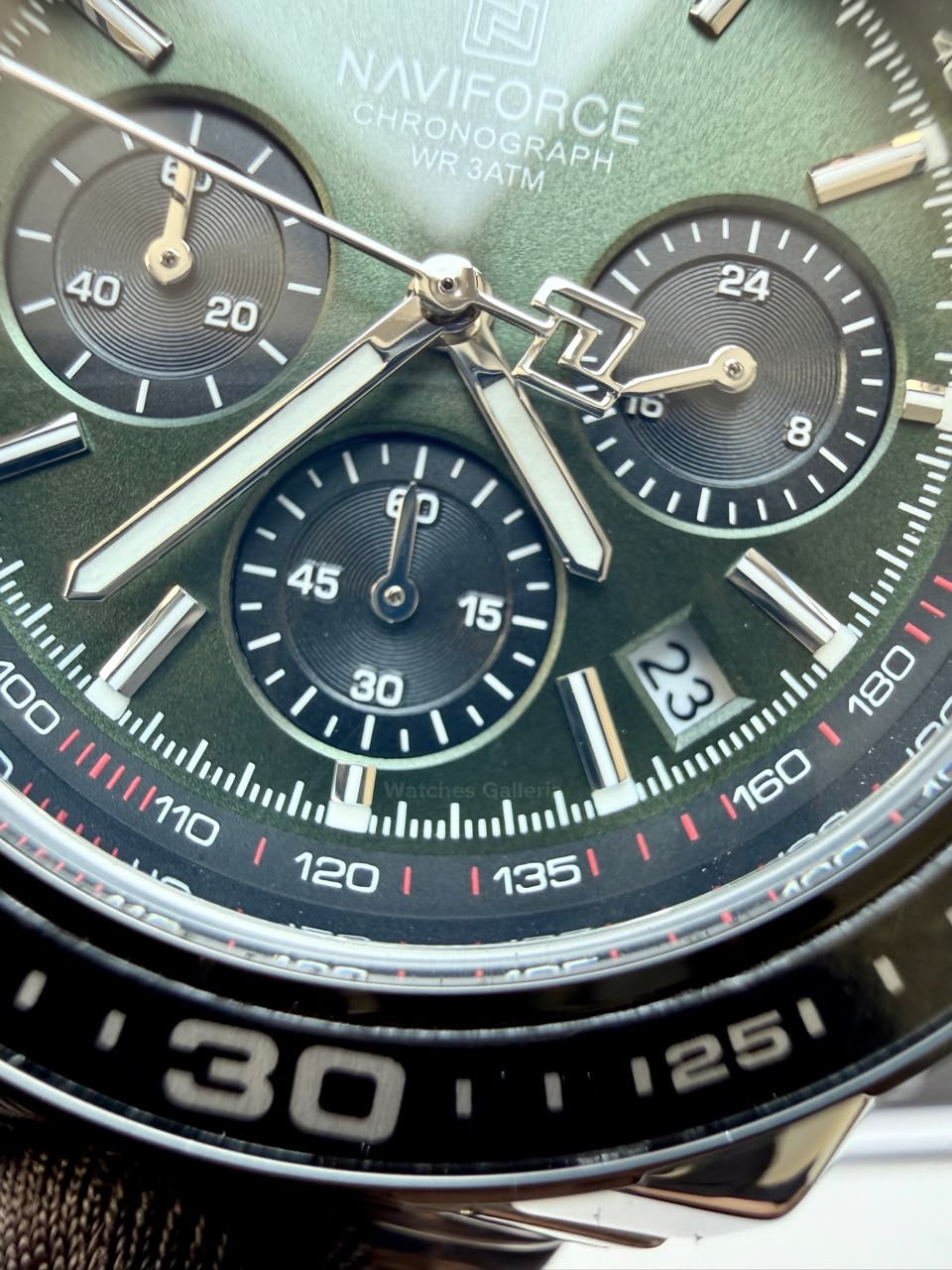 Naviforce NF8049 Watch Pakistan | Naviforce Men Watch | Naviforce Chain Watch | Silver Green Chronograph Watch