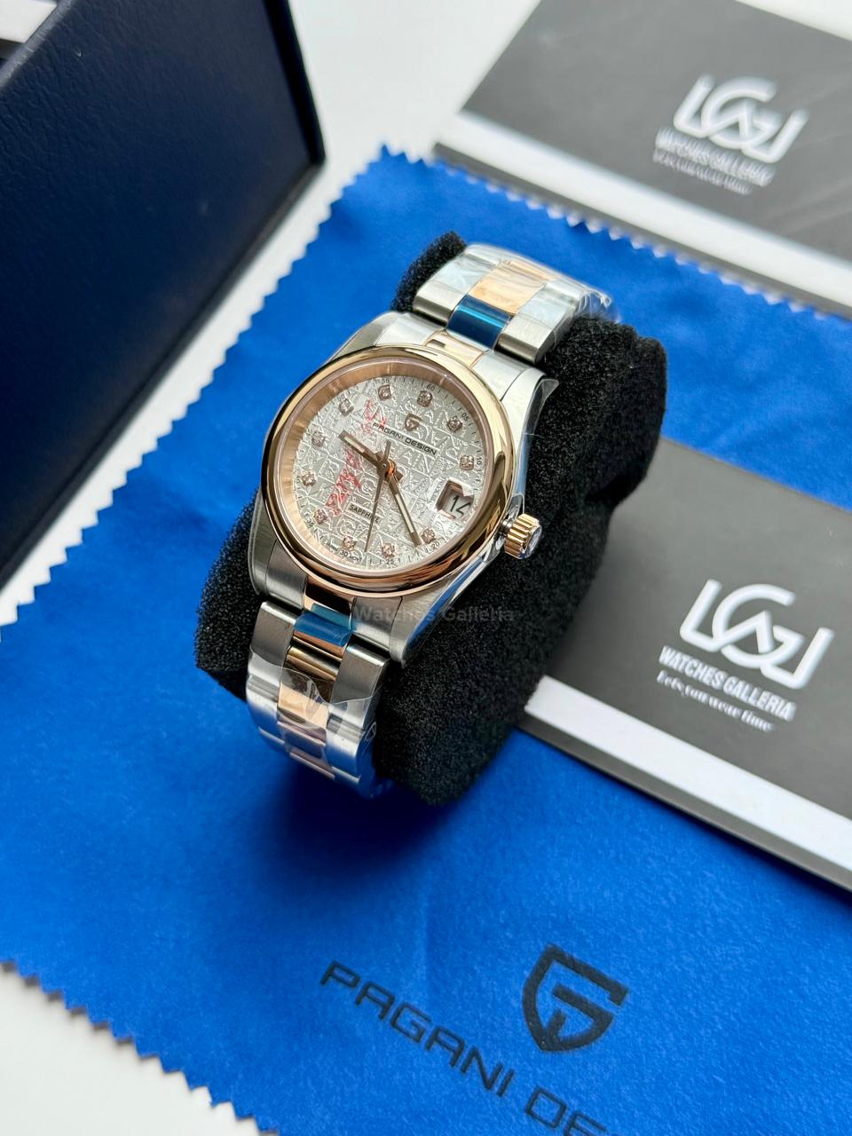 Pagani Design PD1794L Ladies Oyster Perpetual Date Two tone Dial Watch in Pakistan – 31mm Elegant Stainless Steel Quartz Luxury Watch