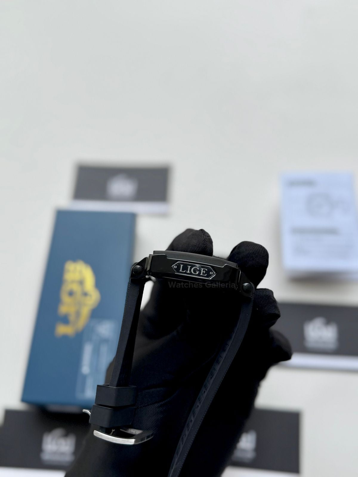 Lige Watch LG8935 Square Chronograph (Black) Lige Watch Pakistan