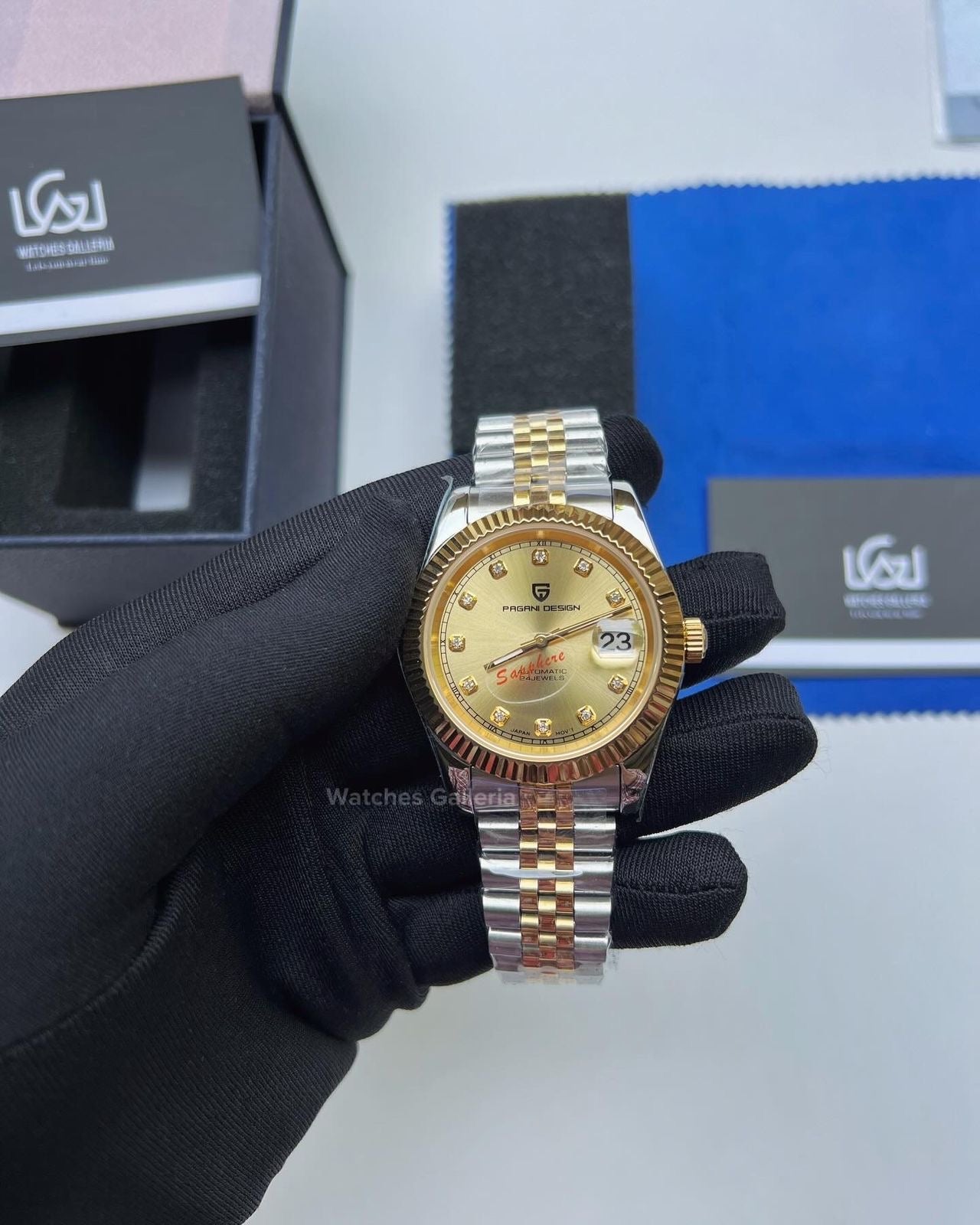 Pagani Design DateJust Stones Dial Automatic (Gold) PD1645 Watches Galleria