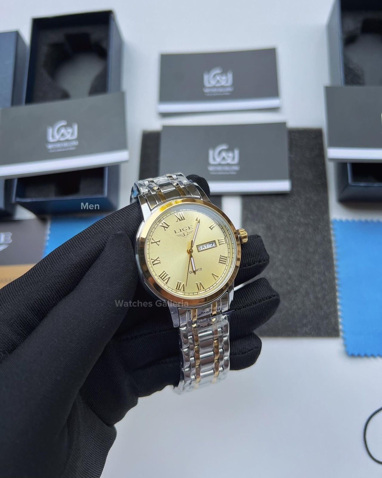 Lige Date Day Couple Watch (Gold) Lige9846 Lige10007L