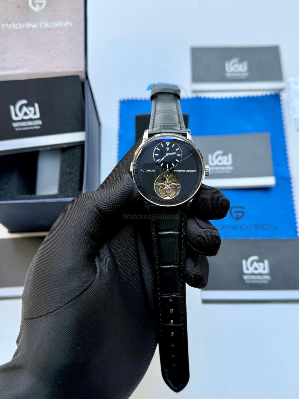 Pagani Design PD1796 Tourbillon Black in Pakistan – Luxury Automatic Mechanical Men’s Watch with Sapphire Crystal & Exhibition Back