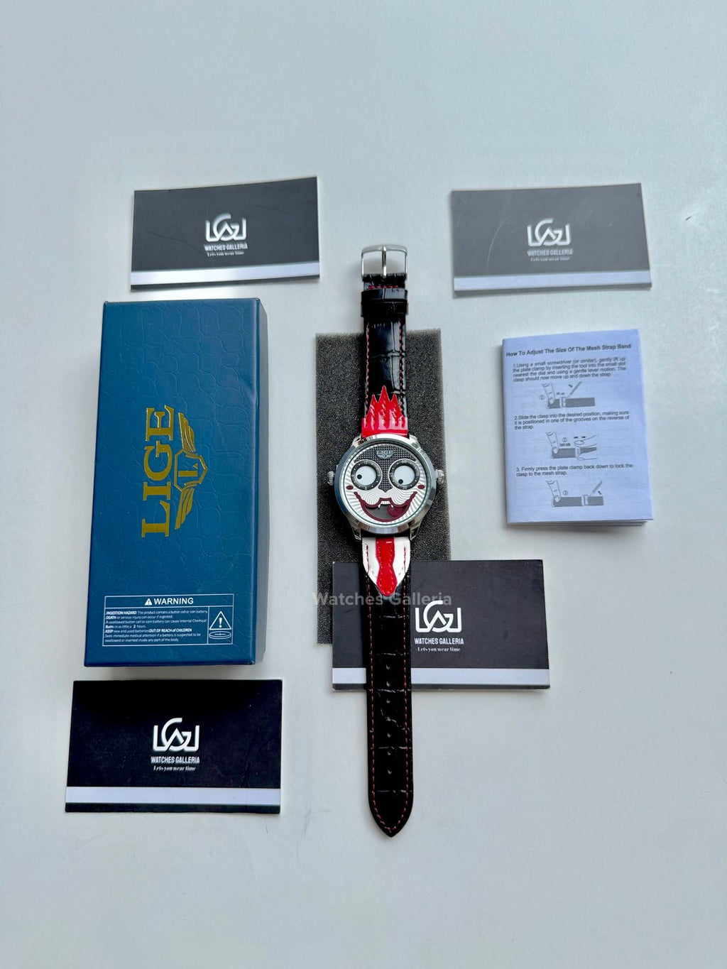 Lige Clown Watch Quartz (Red/Silver) LG89160 Watches Galleria