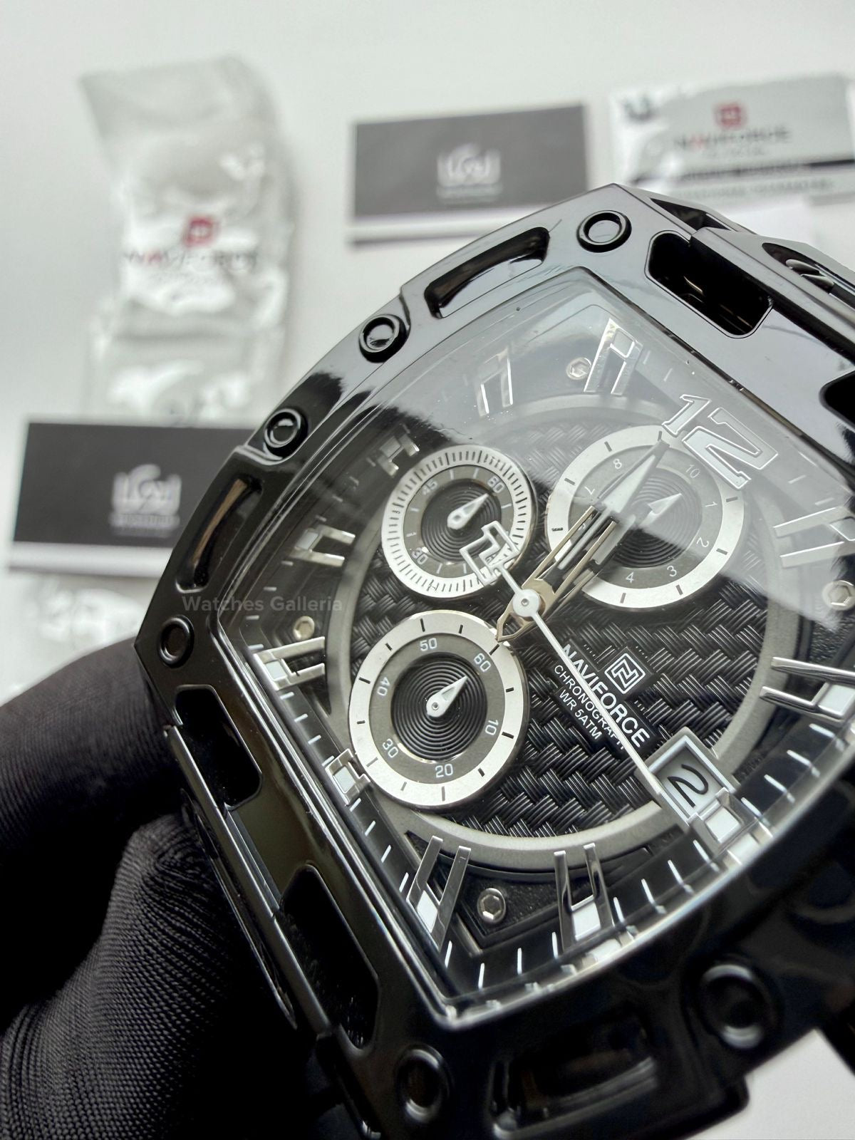 Naviforce NF7105 Tonneau Watch (Black) Naviforce Watch in Pakistan