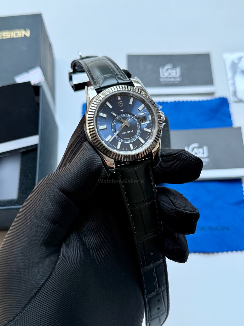 Pagani Design PD1888 Sky Dweller Black Leather Automatic GMT Watch for Men Sapphire Crystal Original Pagani Design Watch Pakistan