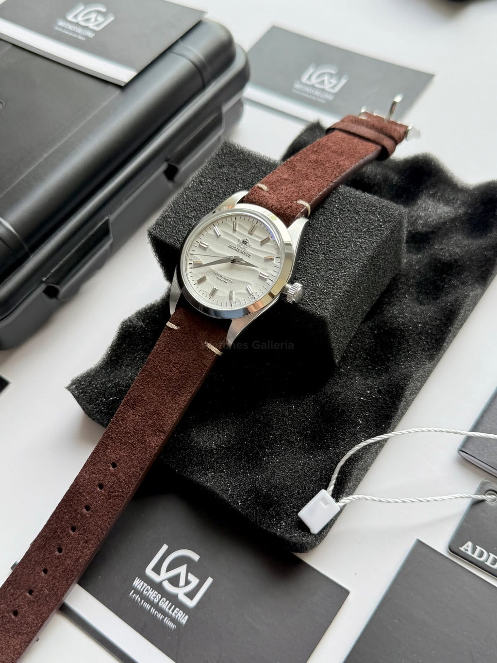 Addiesdive AD2030 Desert White Unisex Watch – 36mm Classic Desert Dial, Japan VH31 Quartz Movement, Blue Anti-Glare Mineral Glass & Genuine Suede Leather Strap