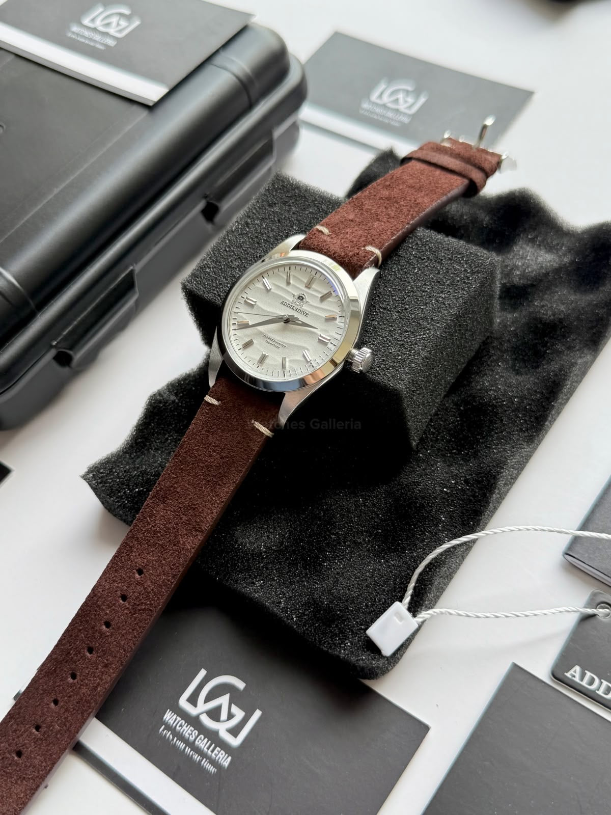 Addiesdive AD2030 Desert White Unisex Watch – 36mm Classic Desert Dial, Japan VH31 Quartz Movement, Blue Anti-Glare Mineral Glass & Genuine Suede Leather Strap
