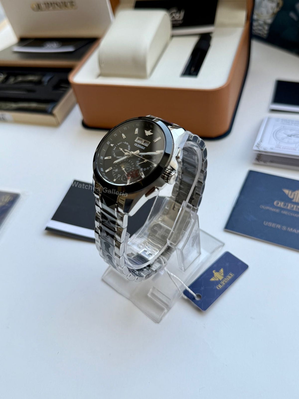 Oupinke Moonphase Two Tone Automatic (Silver/Black) Oupinke3238 Watches Galleria