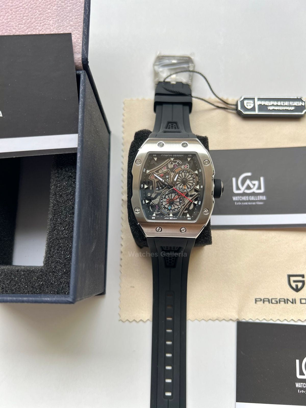 Pagani Design Tonneau Quartz (Black/Silver) PDys012 Watches Galleria