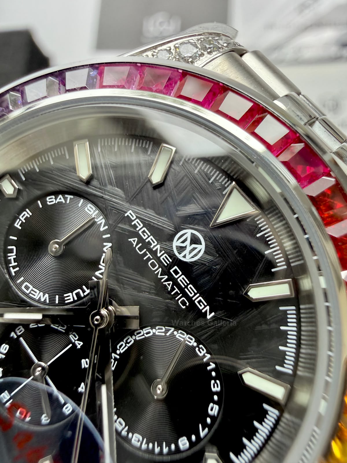 Pagani Design PG1666 Daytona Rainbow Limited Edition Black Automatic Chronograph Watch | 40mm Sapphire Crystal | HZ2196G Movement | 100M Water Resistant