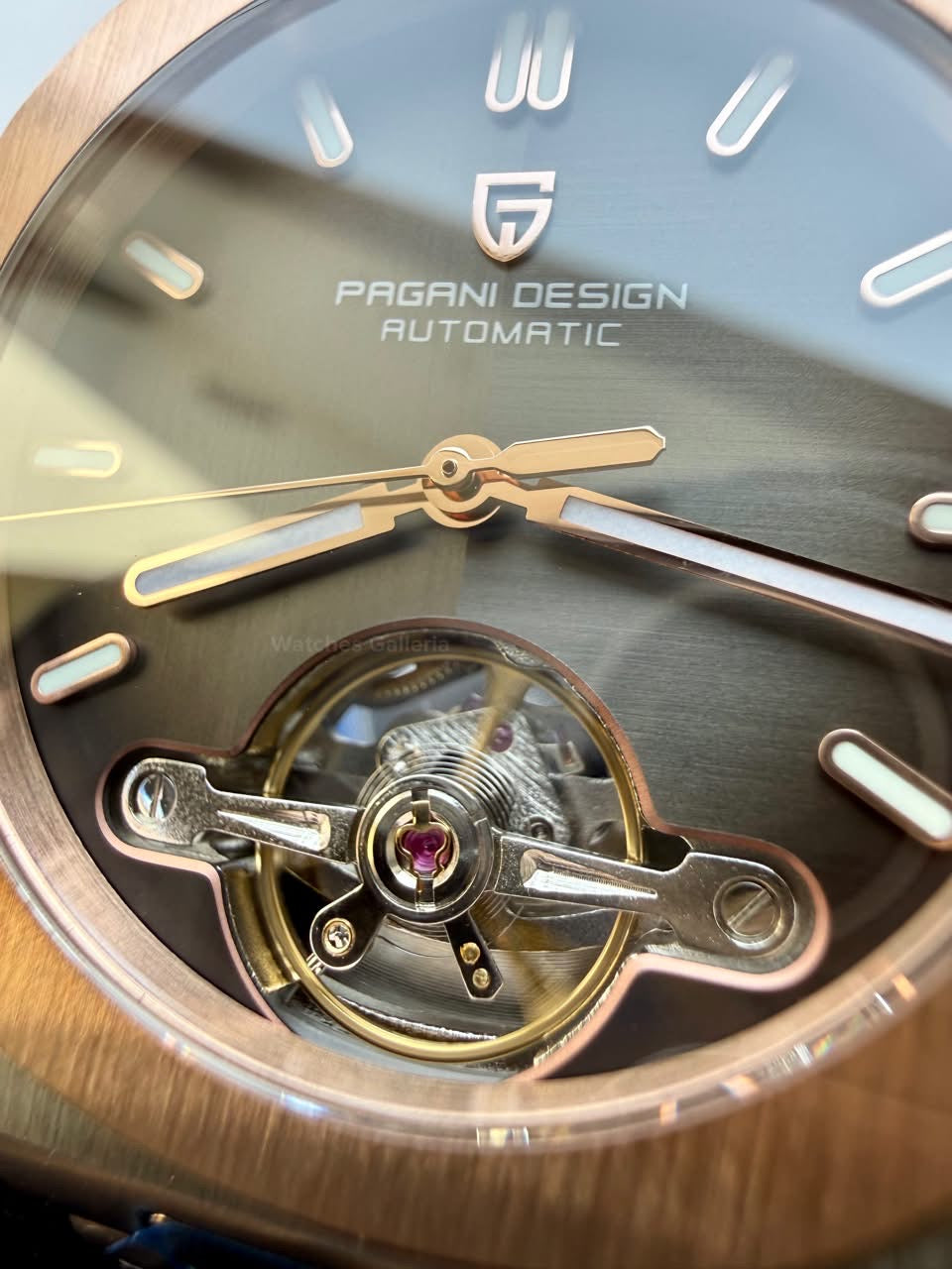 Pagani Design PDys025 Nautilus Flywheel Rose Gold Black 42mm Automatic Watch – Sapphire Crystal | E3251 Movement | 5ATM