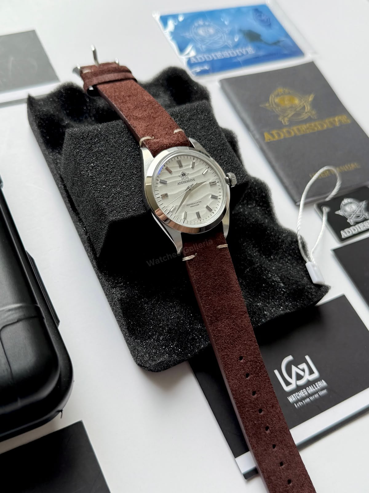 Addiesdive AD2030 Desert White Unisex Watch – 36mm Classic Desert Dial, Japan VH31 Quartz Movement, Blue Anti-Glare Mineral Glass & Genuine Suede Leather Strap