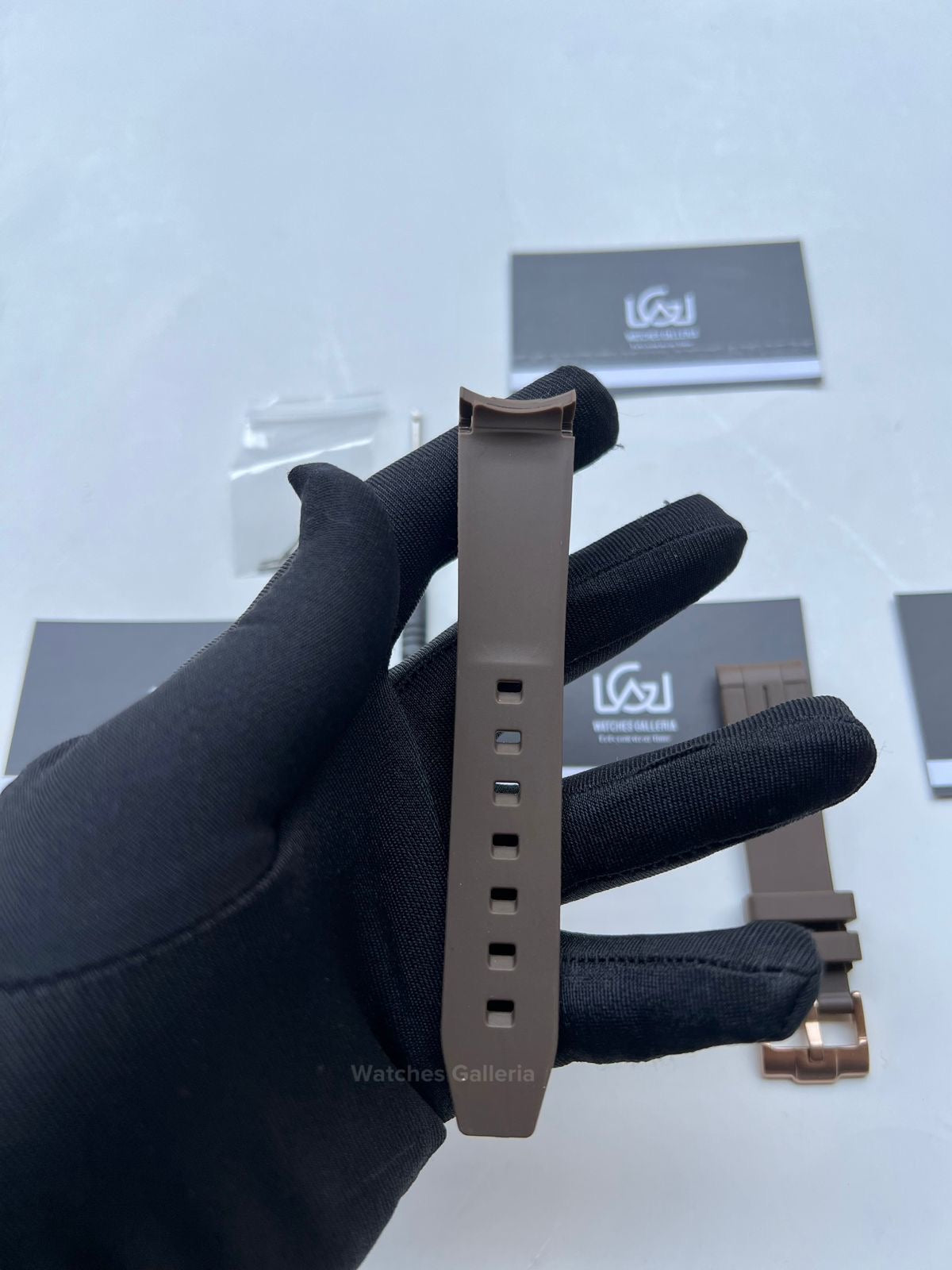 Rubber Straps Coffee w/ Rose Gold