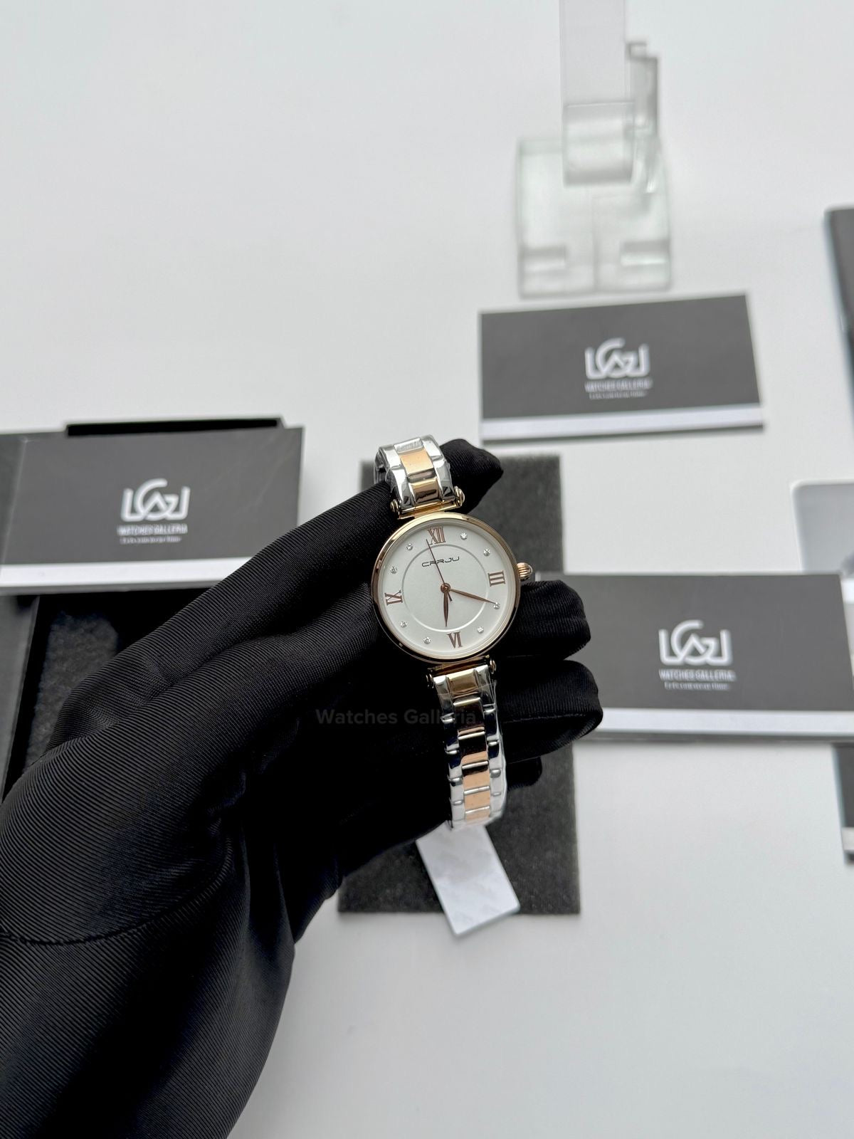 Crrju 2178 Ladies Watch Quartz (White/Rose Gold) CRRJU Watch Pakistan