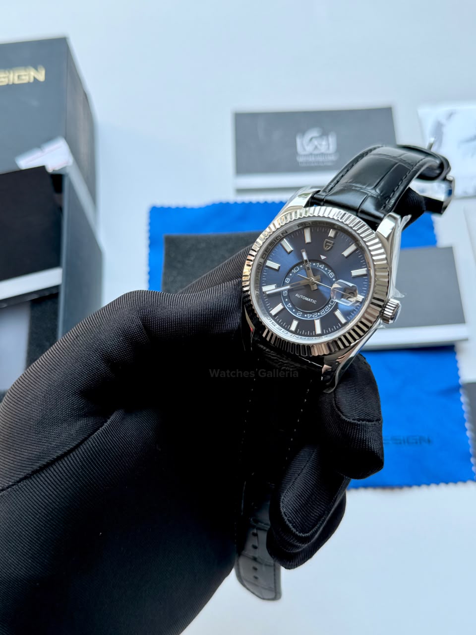Pagani Design PD1888 Sky Dweller Black Leather Automatic GMT Watch for Men Sapphire Crystal Original Pagani Design Watch Pakistan