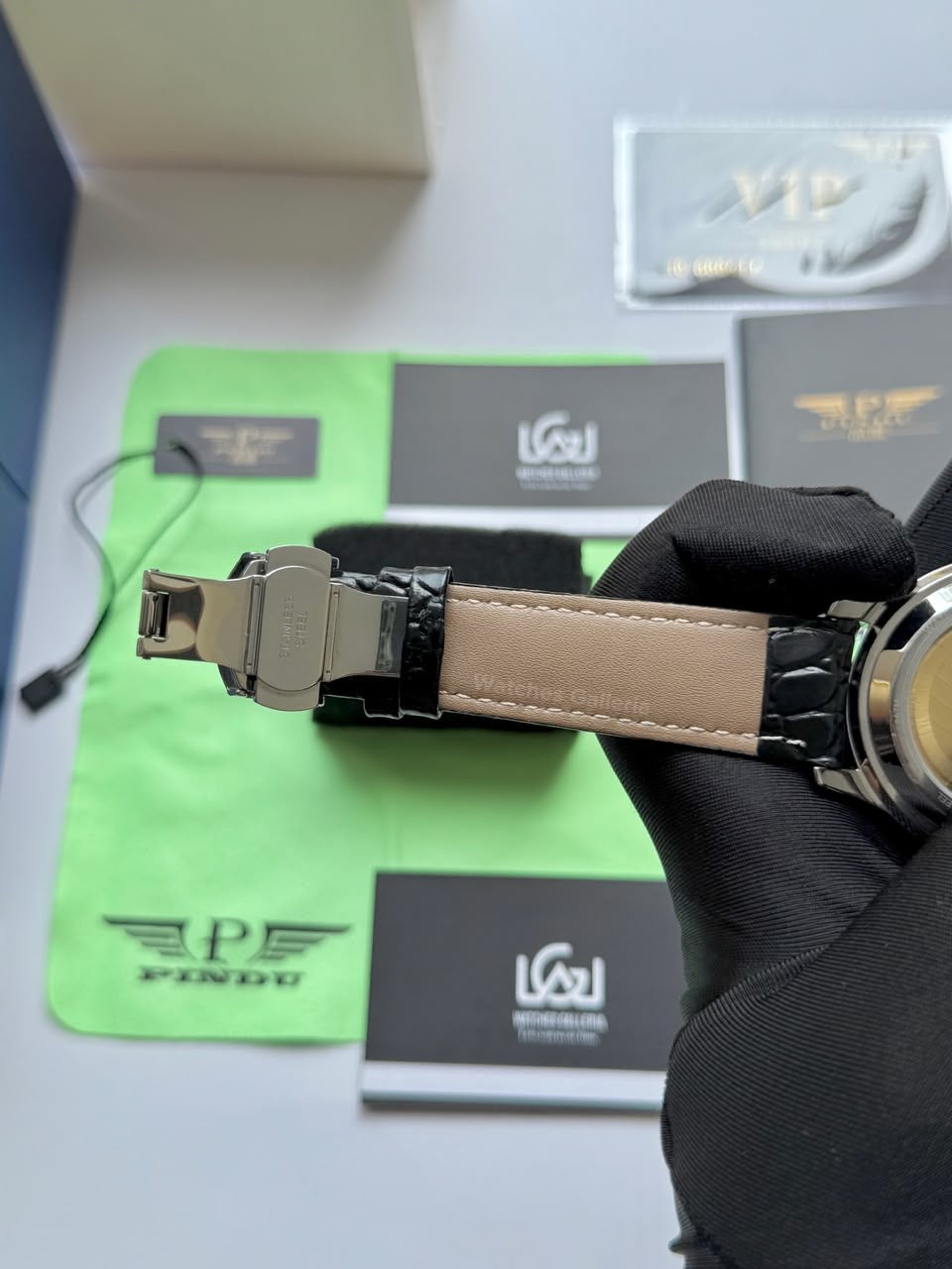 Pindu 5037 Green/Black LeatherDiamonds Hand Encrusted Diamond Automatic Tourbillon Watch for Men | Luxury Mechanical Watch | 43mm Stainless Steel Case