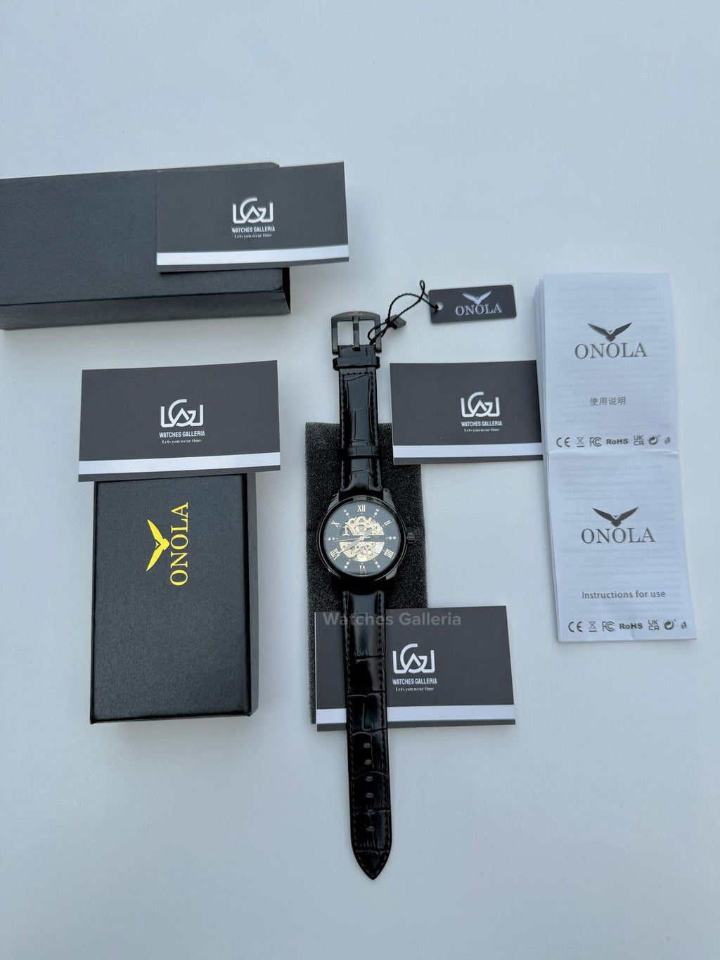 Onola Skeleton Watch Automatic (Black) ON3861 Watches Galleria