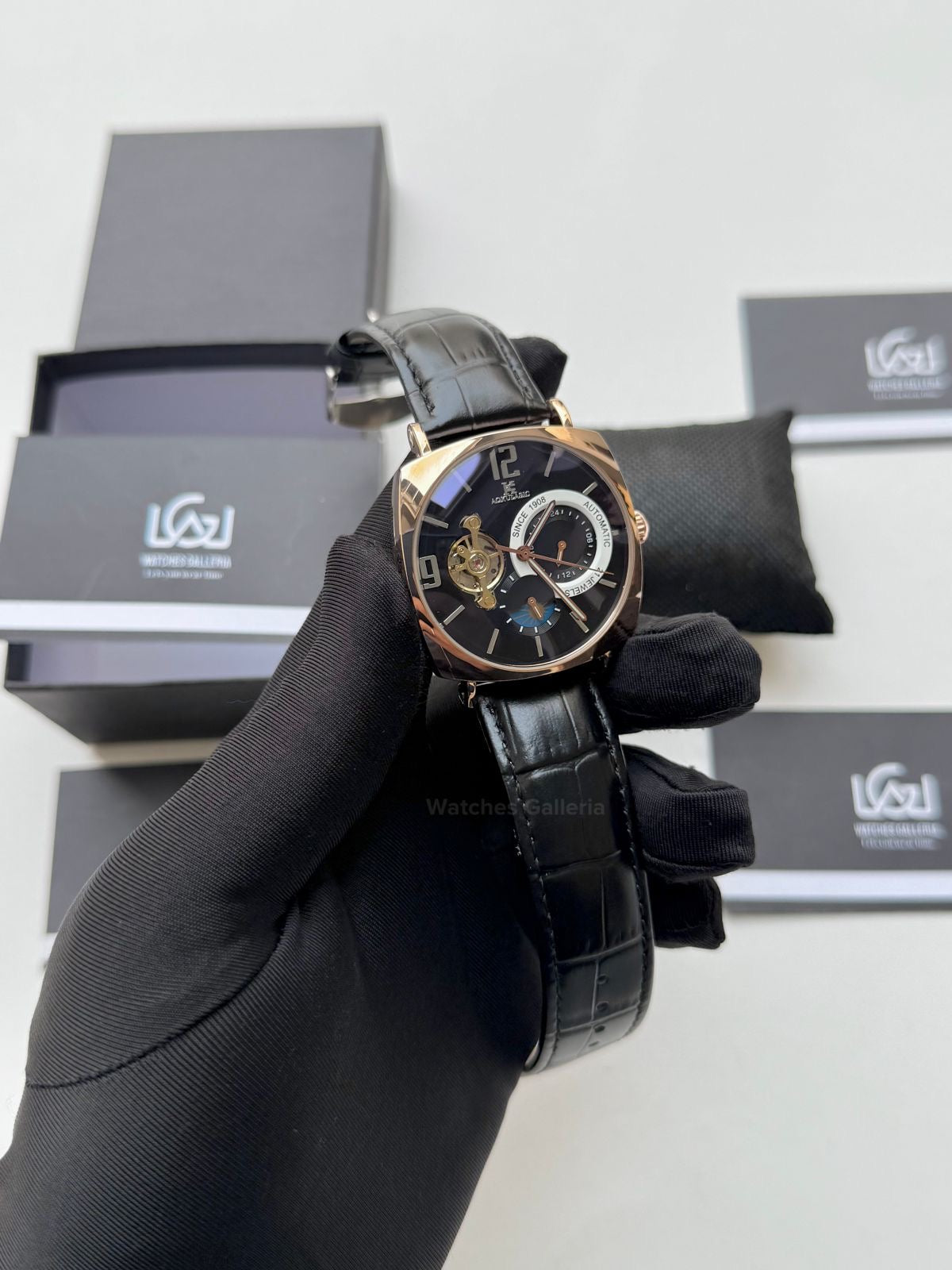 Aokulasic AOKU001 Moonphase Flywheel (Black/Rose Gold) Aokulasic Watch in Pakistan