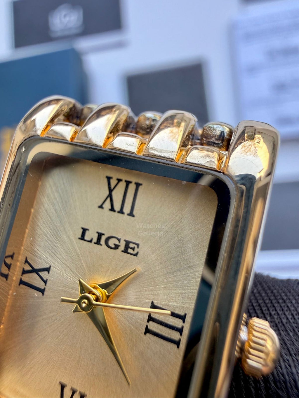 Lige 89156 Tank Women Watch Quartz (Gold) Lige Women Watch