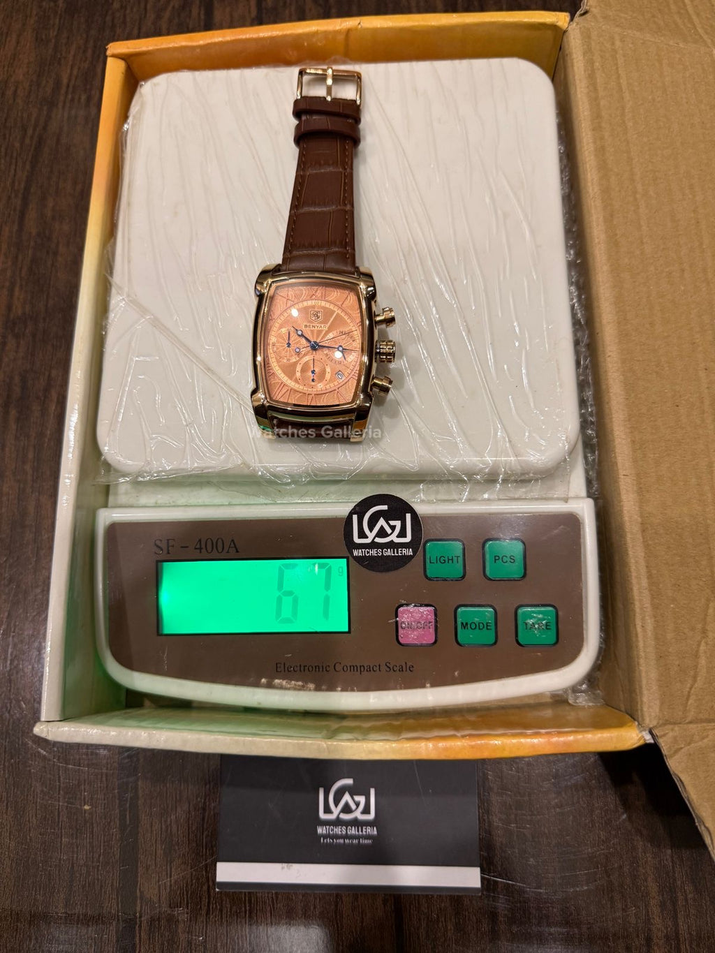 Benyar BY5113 Square Chronograph (Brown/Rose Gold) Benyar Watch Pakistan