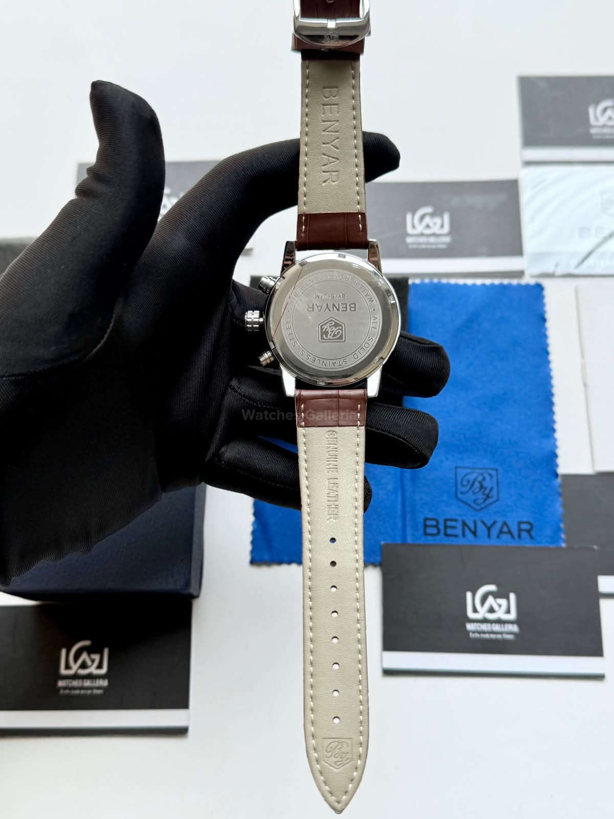 Benyar BY5104LE Classic Calendar Limited Edition Brown Black Chronograph Men’s Watch | Leather Strap | Quartz Movement | 30M Water Resistant