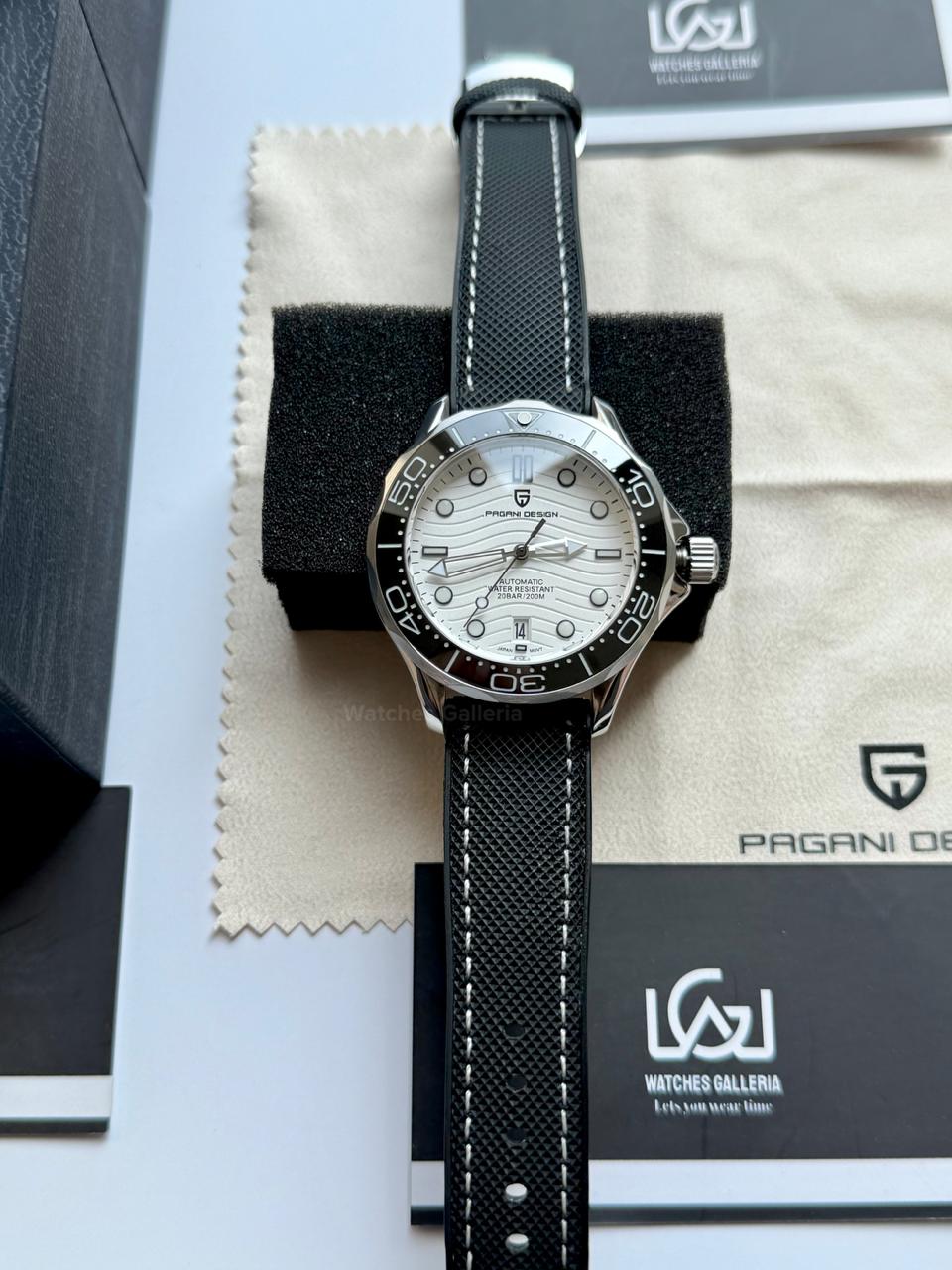 Pagani Design PD1685 Canvas Seamaster Diver White Automatic Watch – 200M Sapphire Crystal NH35A/Miyota Luxury Dive Watch in Pakistan | Watches Galleria