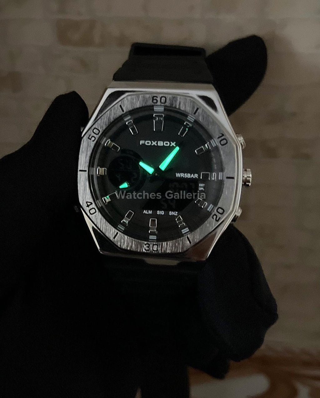 Foxbox Oak Dual Watch (Silver Black) FB0030