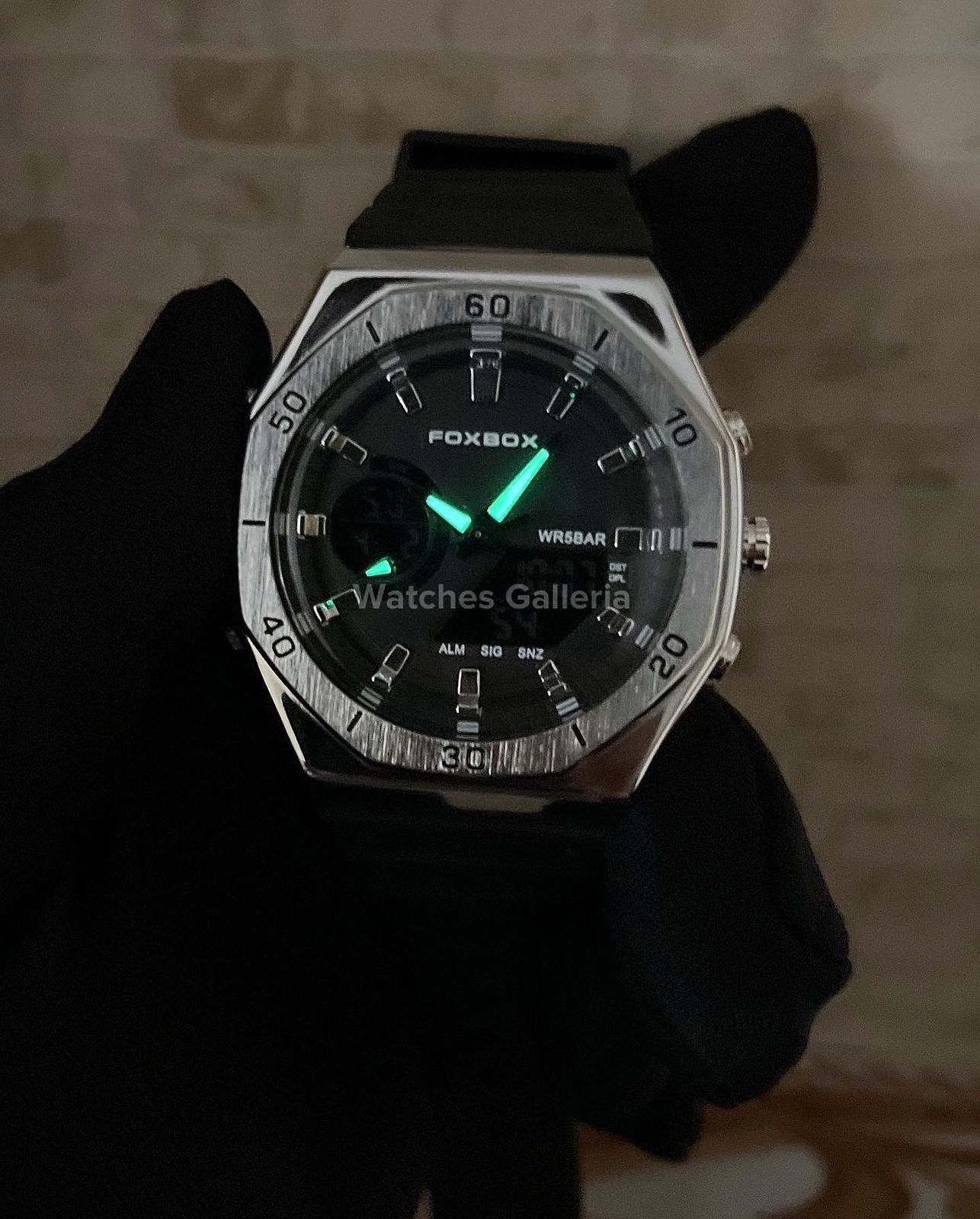 Foxbox Oak Dual Watch (Silver Black) FB0030