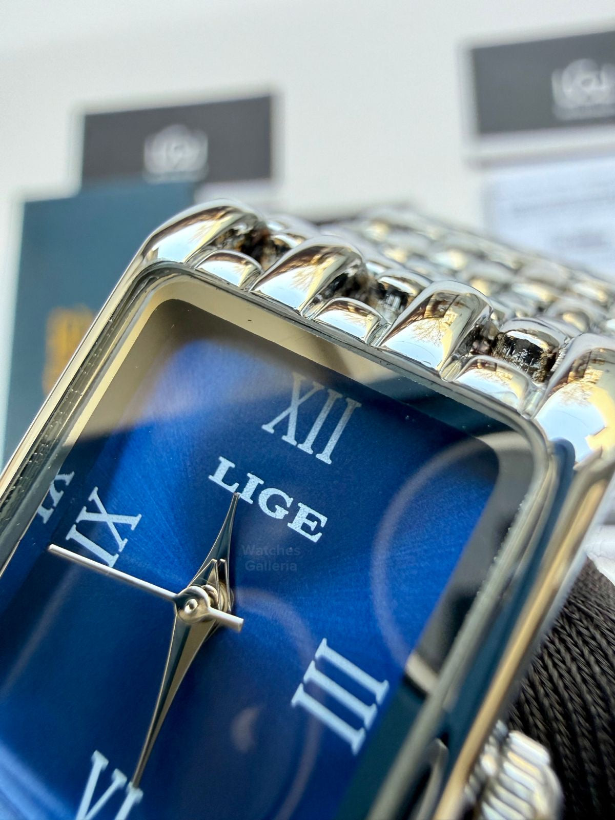 Lige 89156 Tank Women Watch Quartz (Silver/Blue) Lige Women Watch