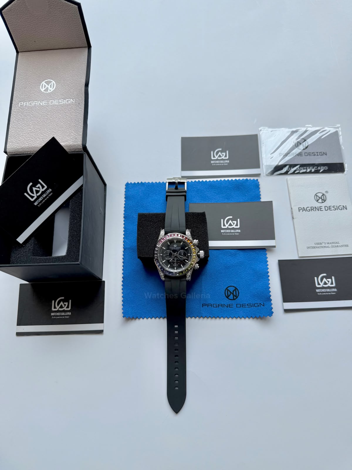 Pagani Design PG1666 Daytona Rainbow Limited Edition Black Automatic Chronograph Watch | 40mm Sapphire Crystal | HZ2196G Movement | 100M Water Resistant