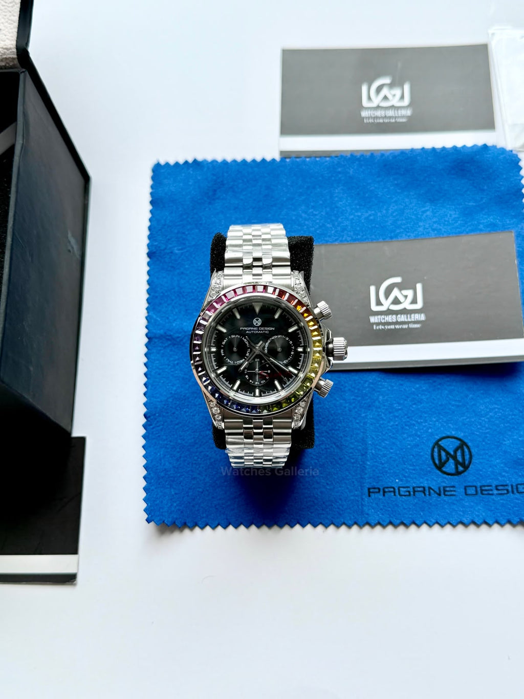 Pagani Design PG1666 Daytona Rainbow Limited Edition Black Automatic Chronograph Watch | 40mm Sapphire Crystal | HZ2196G Movement | 100M Water Resistant