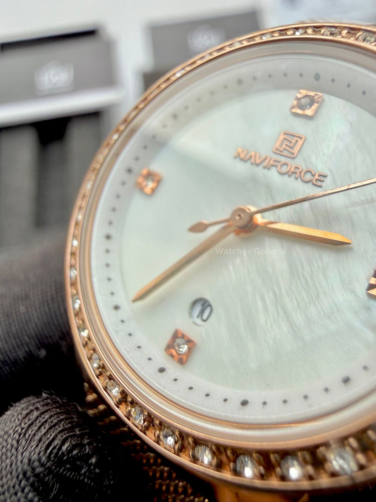 Naviforce NF5005 Women Watch Quartz (Rose Gold/White) Naviforce Watch in Pakistan