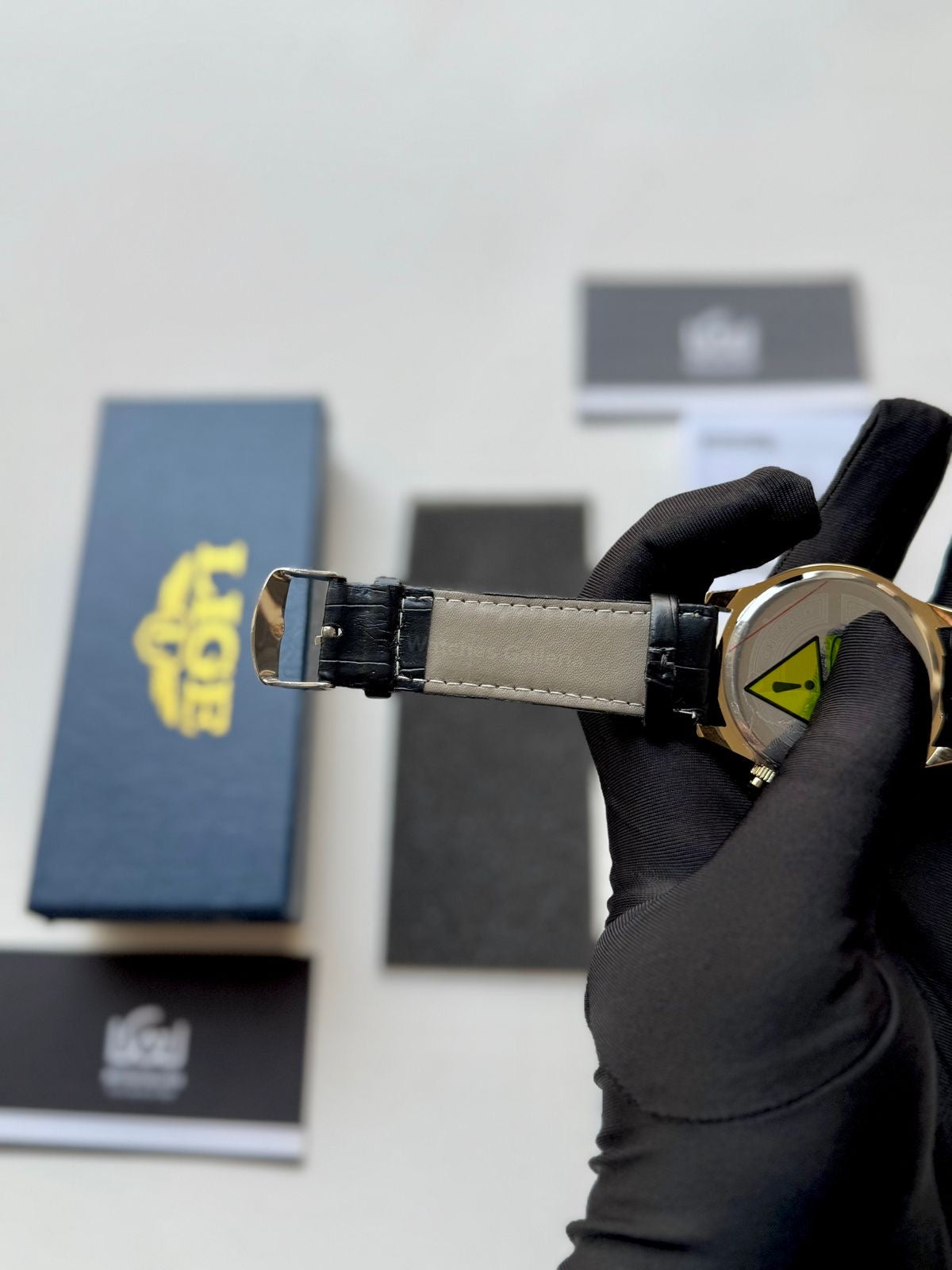 Lige Watch LG89107 Moonphase Chronograph (Black/Gold) Lige Watch in Pakistan