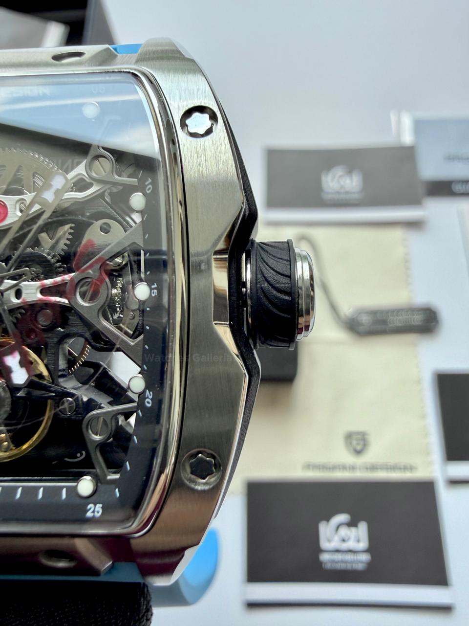 Pagani Design PDYS018 Ice Blue Tonneau Skeleton Silver Ice Blue Automatic Watch | Sapphire Crystal | SX5021 Movement | 50M Waterproof | Pakistan