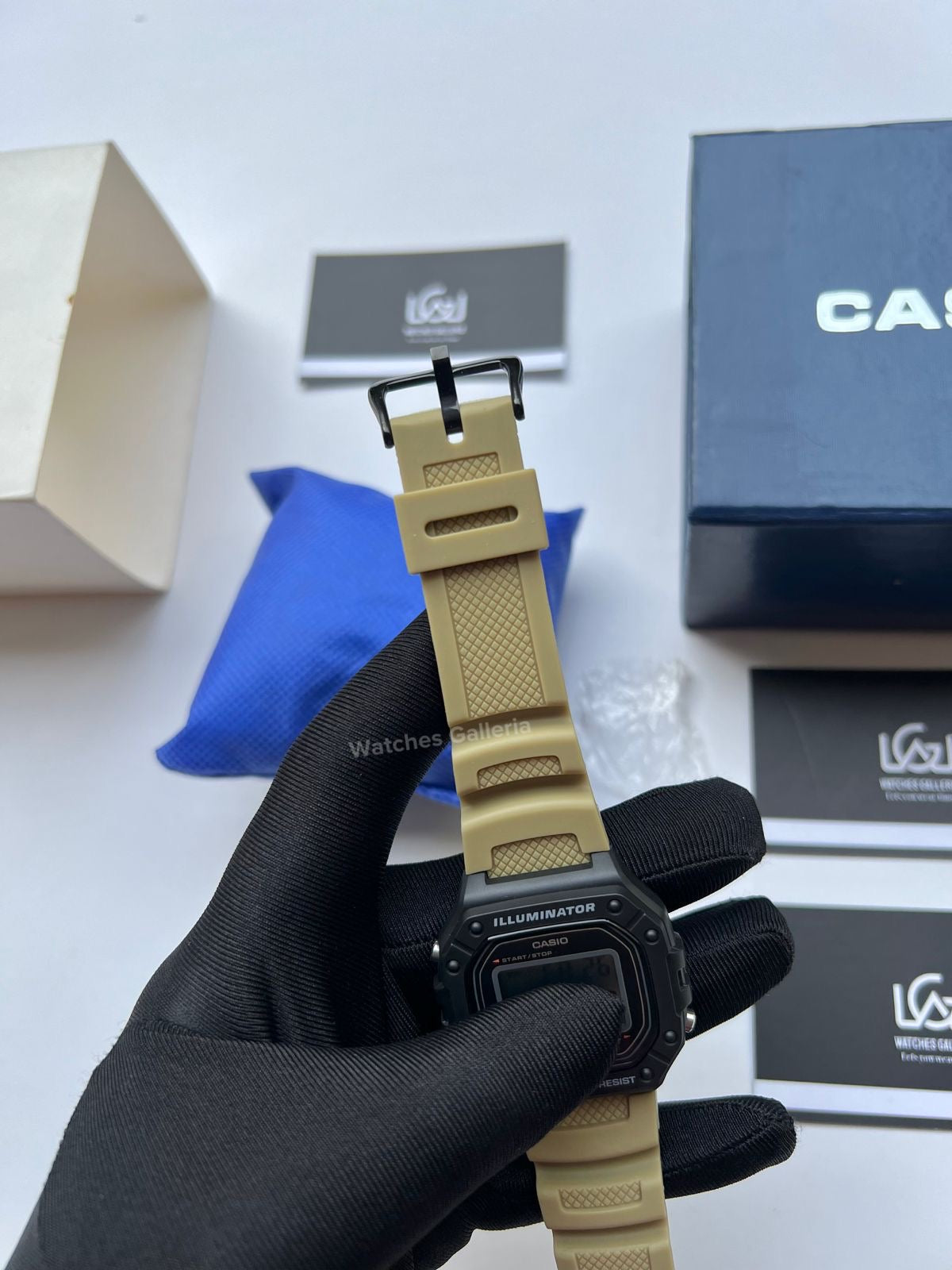Casio Sports Digital Watch Khaki Exclusive (White Display) W218H Watches Galleria