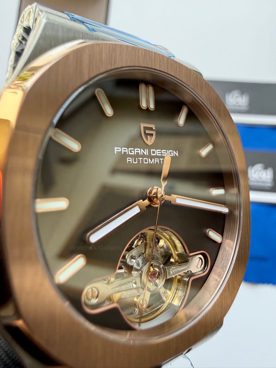 Pagani Design PDys025 Nautilus Flywheel Rose Gold Black 42mm Automatic Watch – Sapphire Crystal | E3251 Movement | 5ATM
