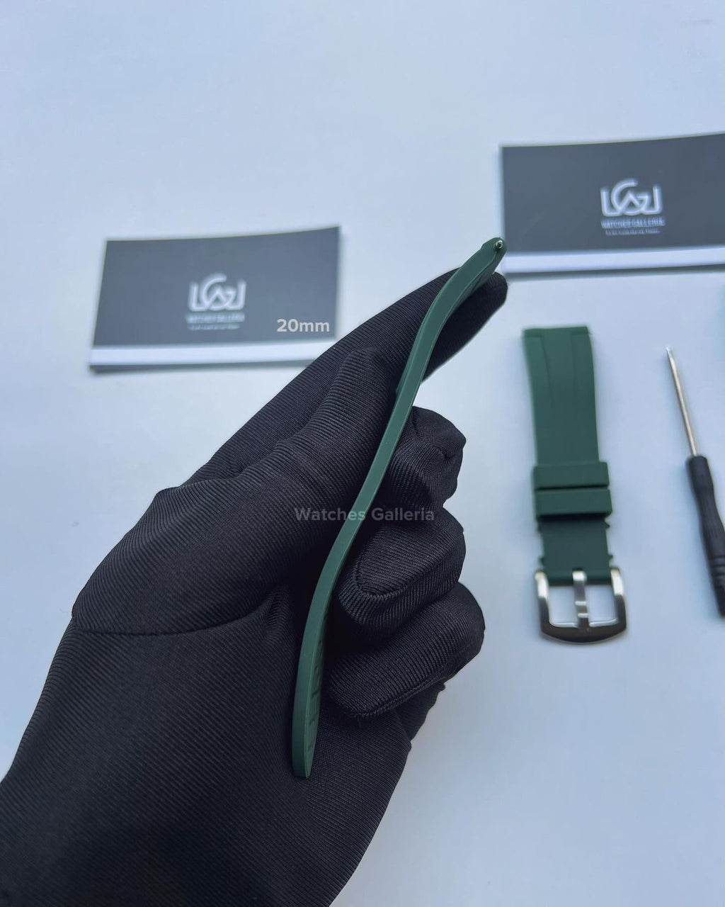 Rubber Straps Quick Release (Army Green Silver Buckle) 20mm or 22mm