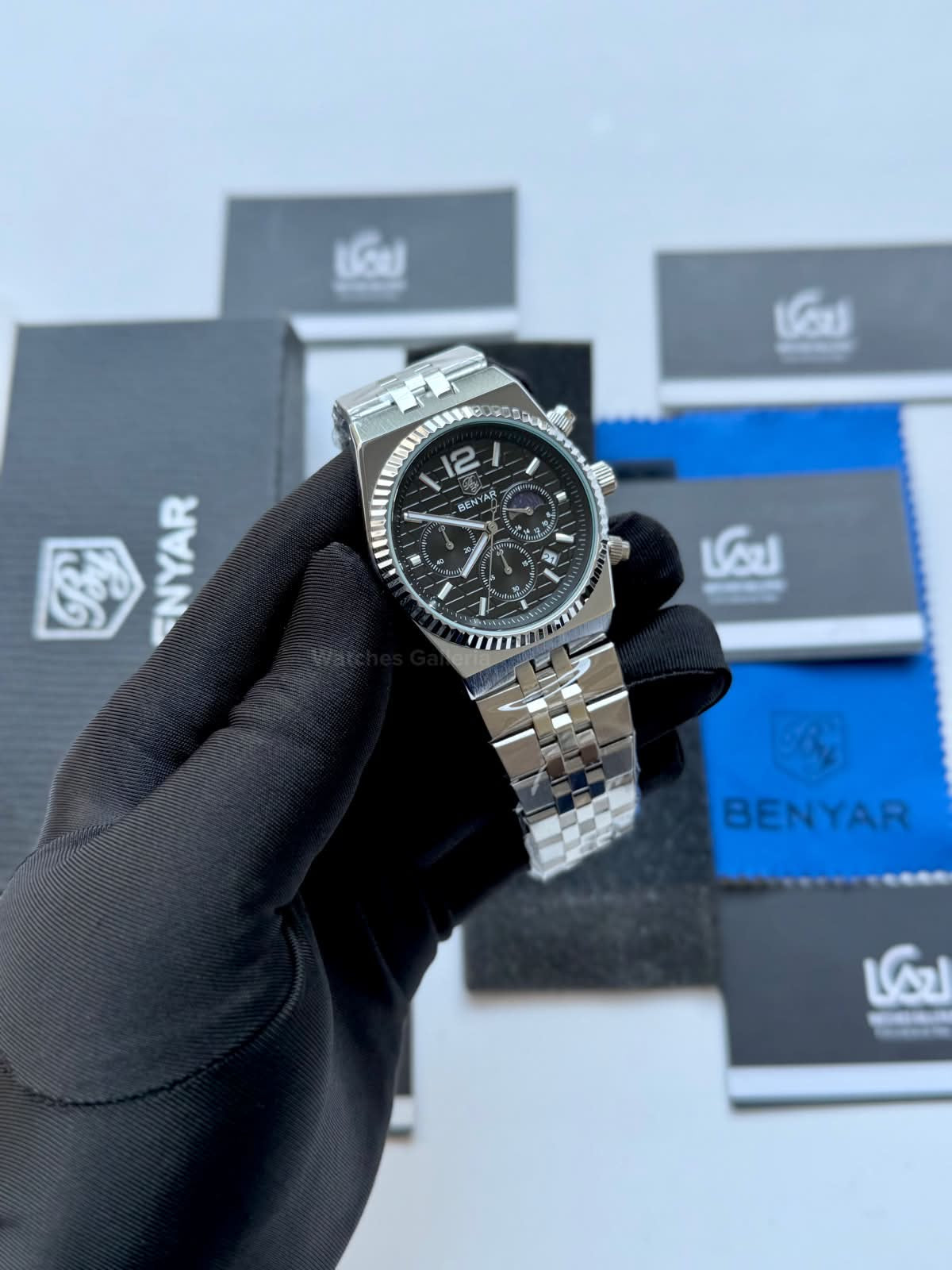 Benyar BY5225 Land Dweller Chronograph Black Dial Luxury Men’s Watch in Pakistan – Japanese Quartz Stainless Steel Watch