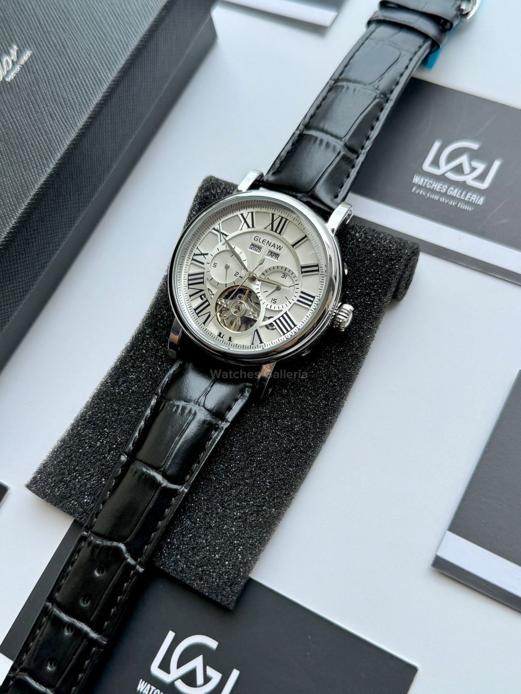 Glenaw GL8920 Calendar Flywheel Automatic Watch – Black Dial | Luxury Automatic Wristwatch for Men