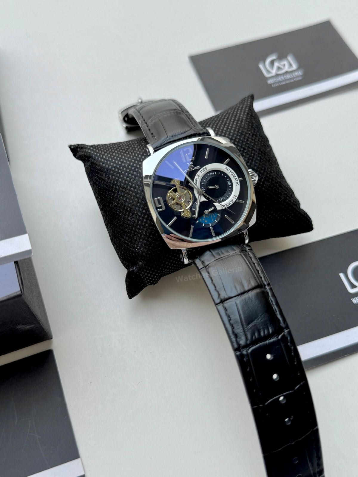 Aokulasic Watch AOKU0001 Moonphase Flywheel (Black Silver) Aokulasic Watch in Pakistan