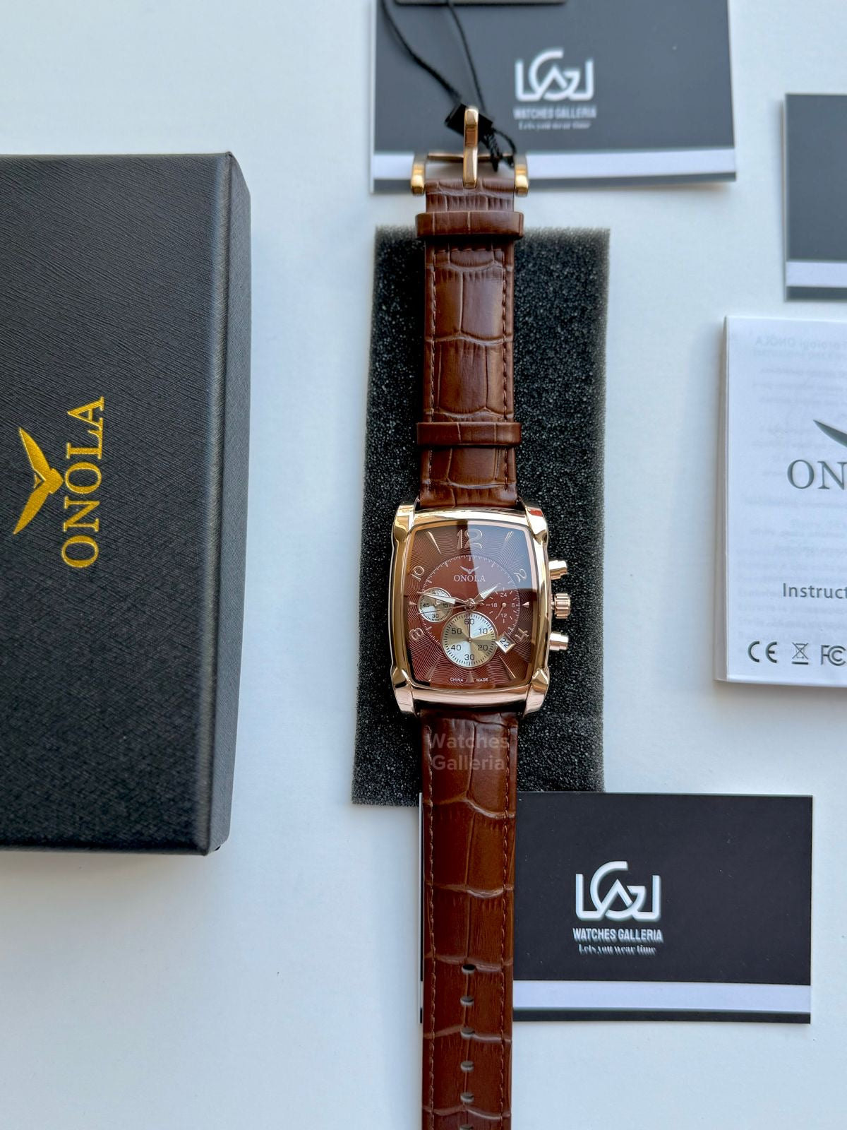 Onola Square Chronograph Quartz (Brown) ON6818 Watches Galleria