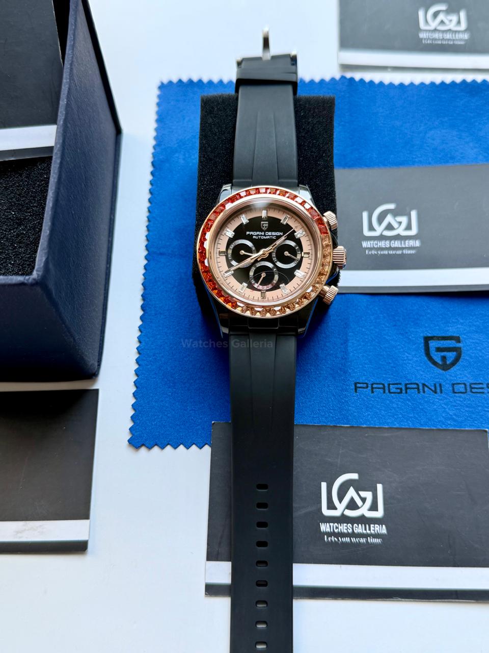 Pagani Design PD1732 Daytona Rainbow Silicon Edition in Pakistan – Luxury Automatic Men’s Watch with Rainbow Bezel, Sapphire Crystal & Exhibition Back