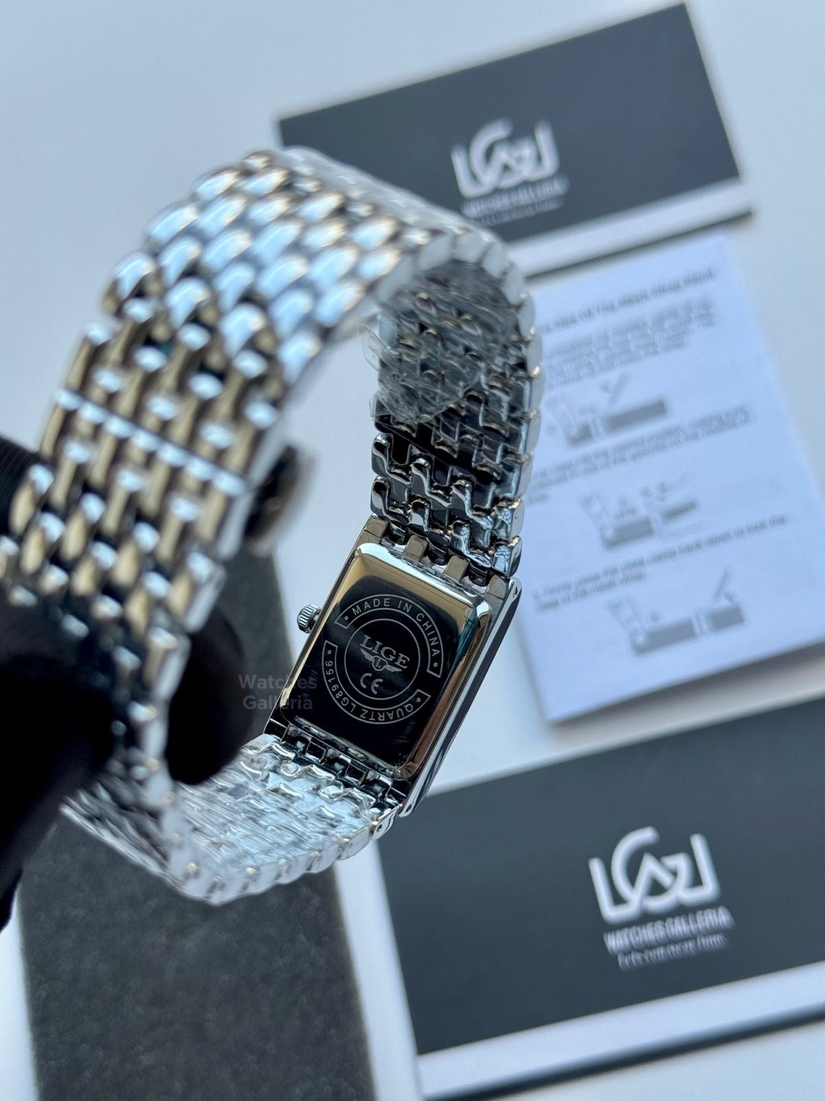 Lige 89156 Tank Women Watch Quartz (Silver/Black) Lige Women Watch